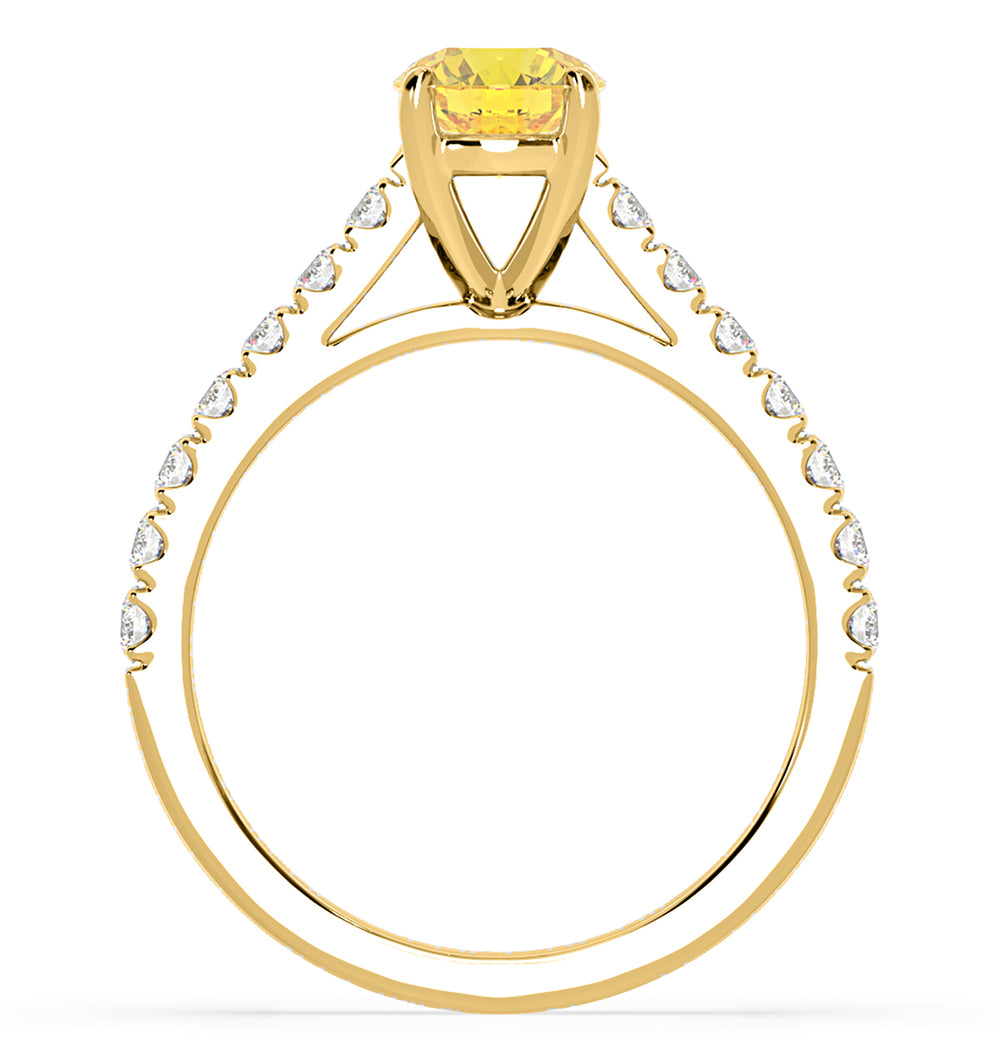 Natalia Yellow Lab Diamond 1.50ct Side Stone Ring in 18K Yellow Gold - Elara Collection
