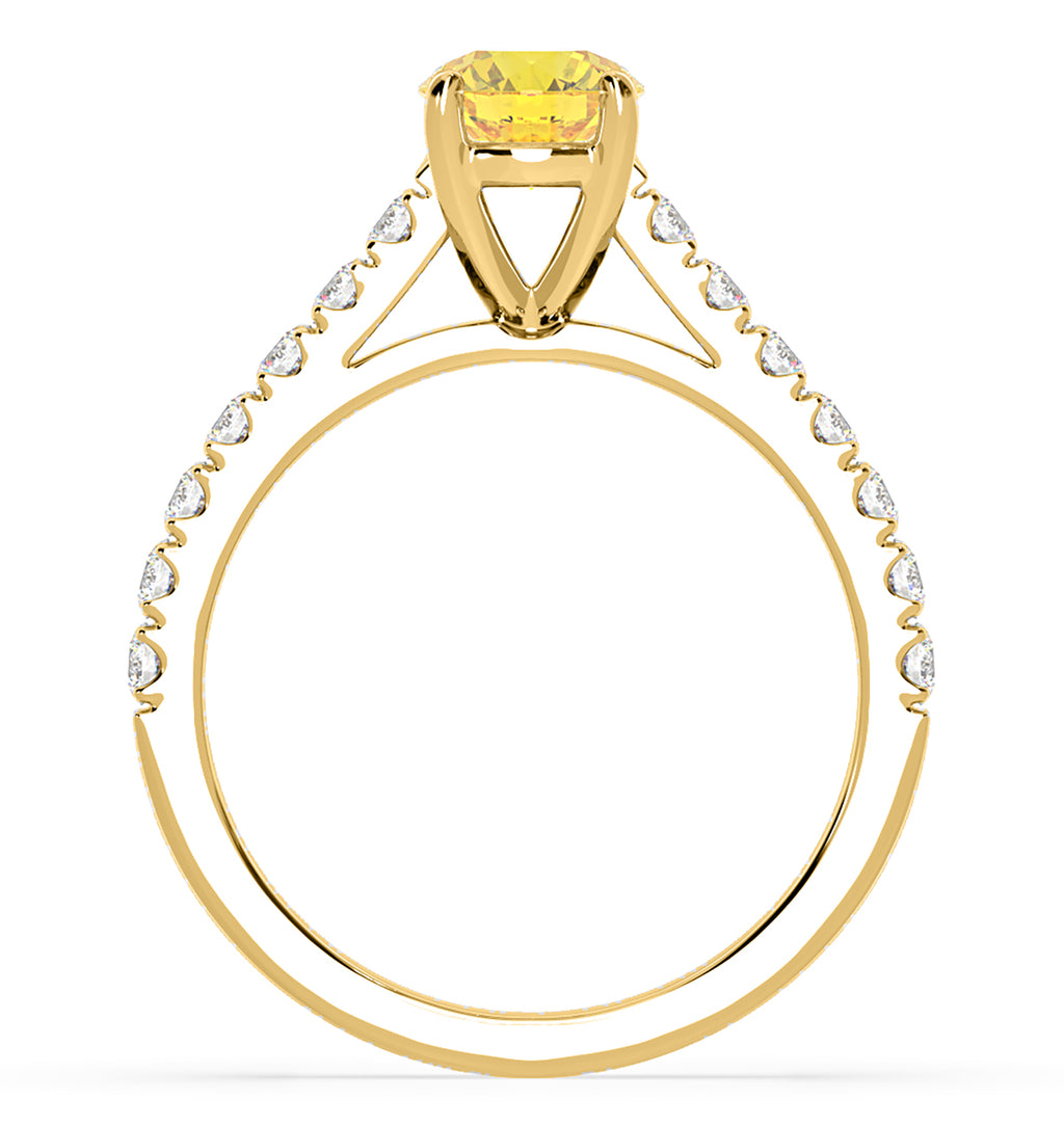 Natalia Yellow Lab Diamond 1.50ct Side Stone Ring in 18K Yellow Gold - Elara Collection