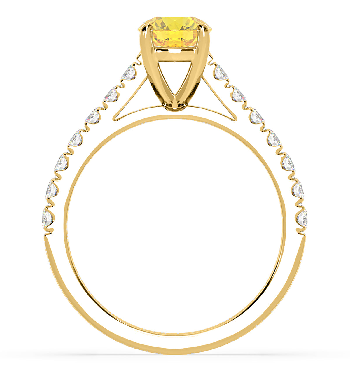 Natalia Yellow Lab Diamond 1.50ct Side Stone Ring in 18K Yellow Gold - Elara Collection