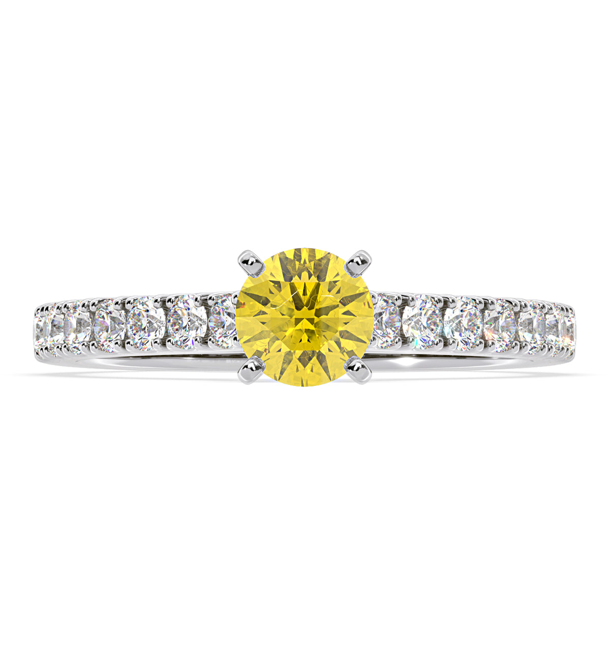 Natalia Yellow Lab Diamond 0.91ct Side Stone Ring in Platinum - Elara Collection