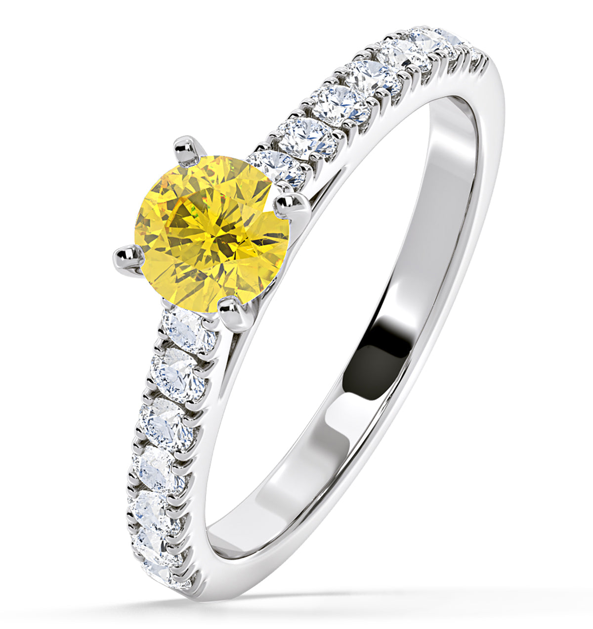 Natalia Yellow Lab Diamond 0.91ct Side Stone Ring in Platinum - Elara Collection