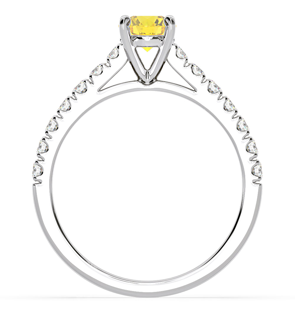 Natalia Yellow Lab Diamond 0.91ct Side Stone Ring in Platinum - Elara Collection