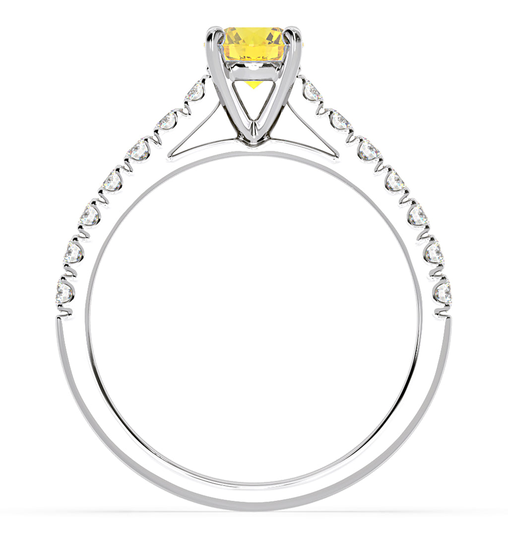 Natalia Yellow Lab Diamond 0.91ct Side Stone Ring in Platinum - Elara Collection