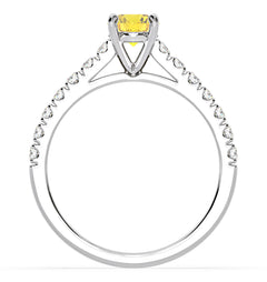 Natalia Yellow Lab Diamond 0.91ct Side Stone Ring in Platinum - Elara Collection