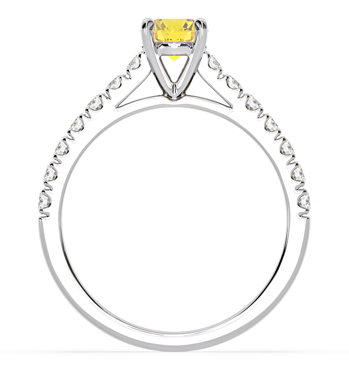 Natalia Yellow Lab Diamond 0.91ct Side Stone Ring in Platinum - Elara Collection