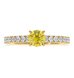 Natalia Yellow Lab Diamond 0.91ct Side Stone Ring in 18K Yellow Gold - Elara Collection