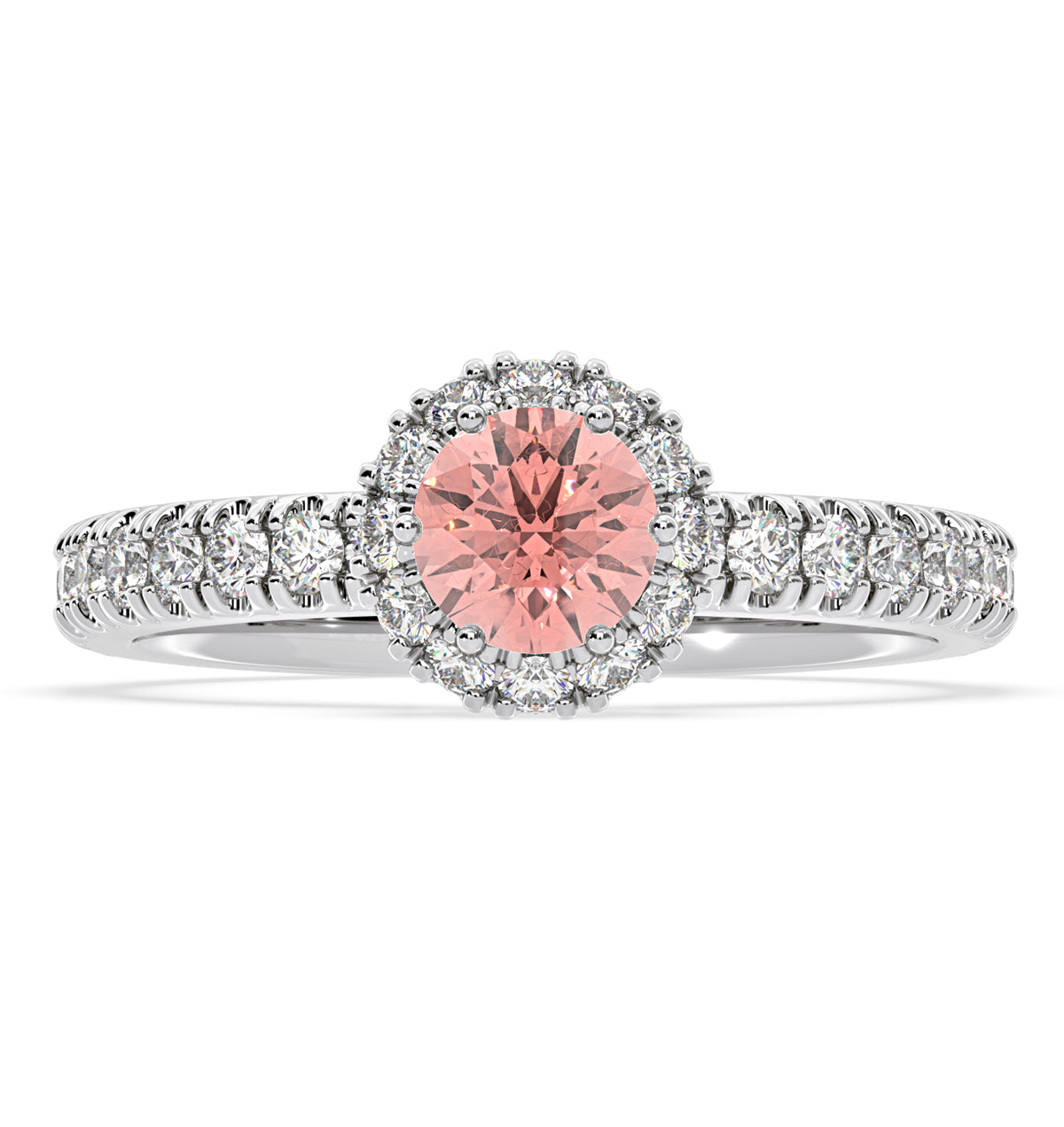Alessandra Pink Lab Diamond 1.10.ct Halo Ring in 18K White Gold - Elara Collection