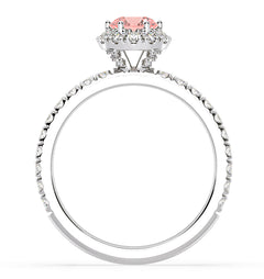 Alessandra Pink Lab Diamond 1.10ct Halo Ring in 18K White Gold - Elara Collection