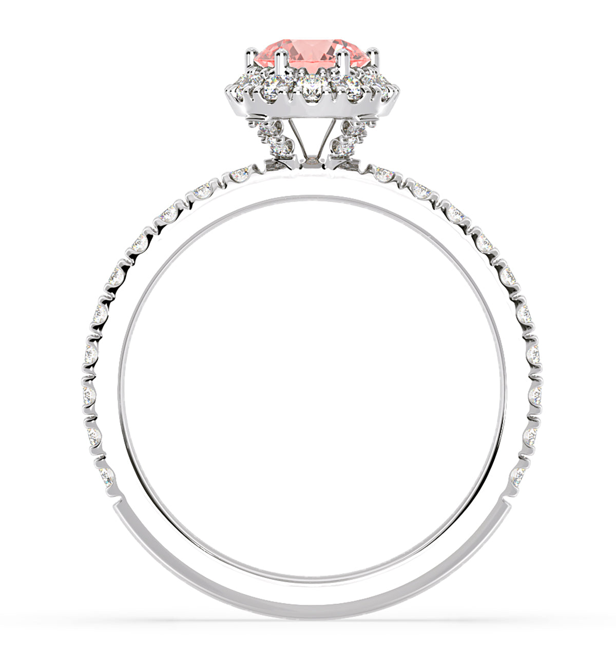 Alessandra Pink Lab Diamond 1.10.ct Halo Ring in 18K White Gold - Elara Collection