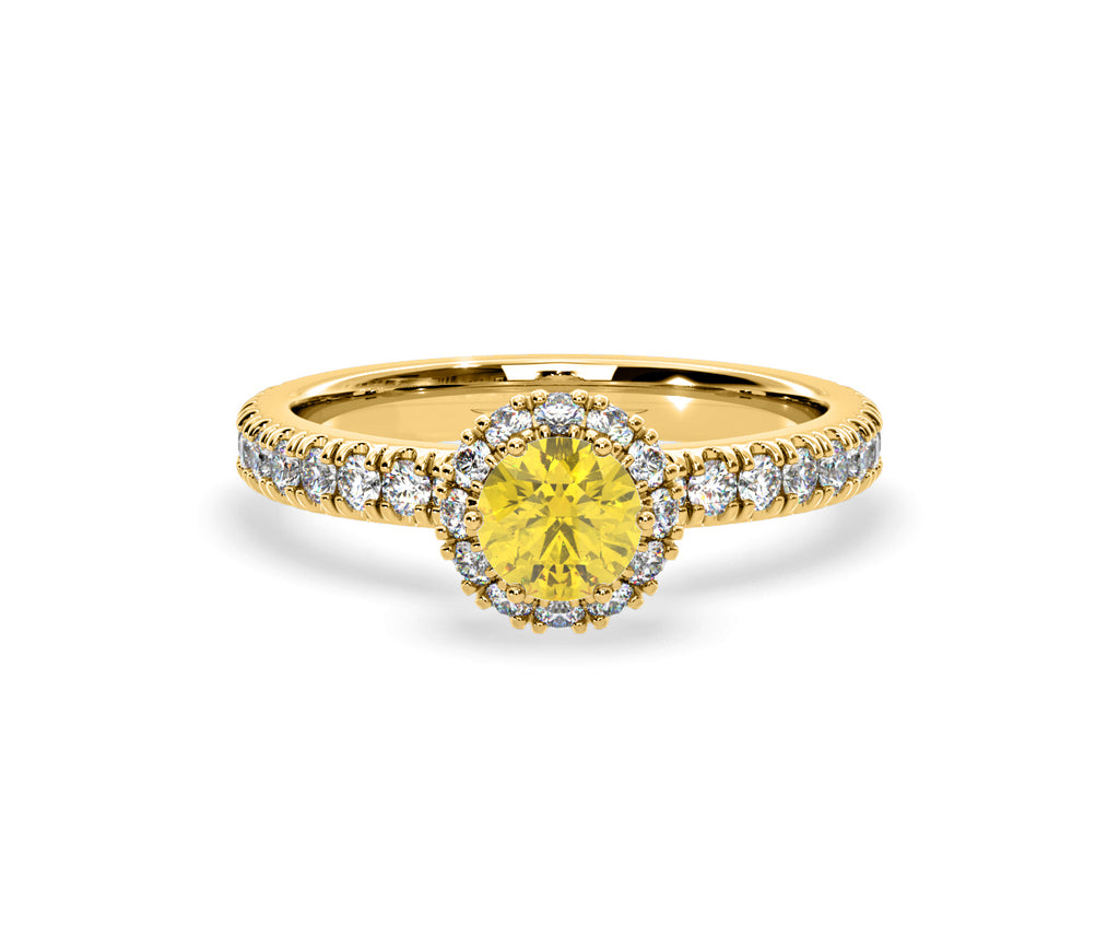 Alessandra Yellow Lab Diamond 1.10.ct Halo Ring in 18K Yellow Gold - Elara Collection