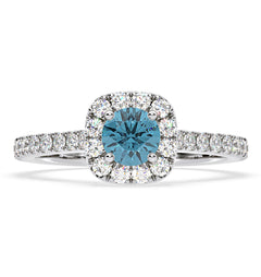 Elizabeth Blue Lab Diamond 1.00ct Halo Ring in 18K White Gold - Elara Collection