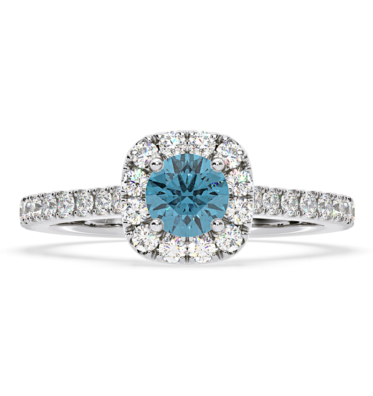 Elizabeth Blue Lab Diamond 1.00ct Halo Ring in 18K White Gold - Elara Collection