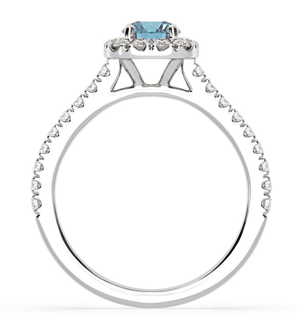 Elizabeth Blue Lab Diamond 1.00ct Halo Ring in 18K White Gold - Elara Collection