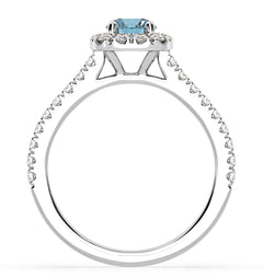 Elizabeth Blue Lab Diamond 1.00ct Halo Ring in 18K White Gold - Elara Collection