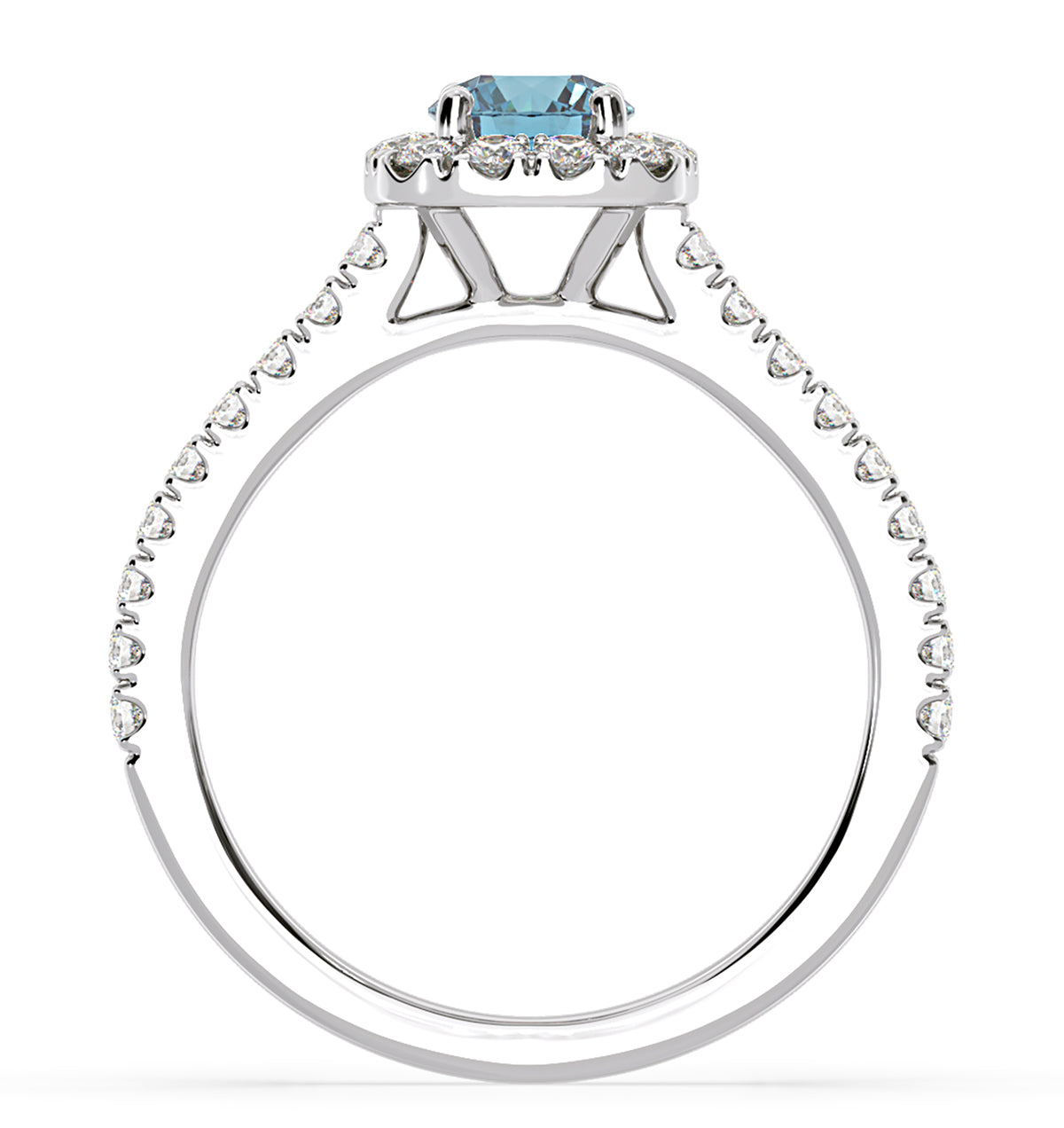 Elizabeth Blue Lab Diamond 1.00ct Halo Ring in 18K White Gold - Elara Collection