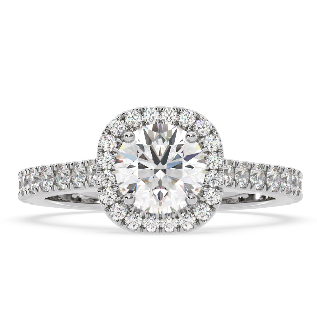 Elizabeth GIA Diamond Halo Engagement Ring in Platinum 1.50ct G/SI2