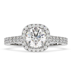 Elizabeth GIA Diamond Halo Engagement Ring in Platinum 1.50ct G/SI1
