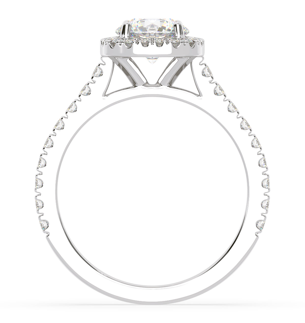 Elizabeth Lab Diamond Halo Engagement Ring in Platinum 1.70ct F/VS1