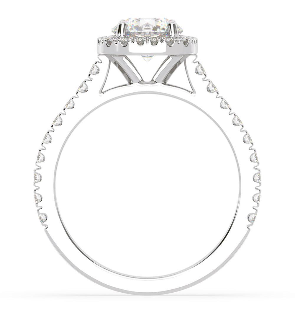 Elizabeth Lab Diamond Halo Engagement Ring 18K White Gold 2.50ct F/VS1