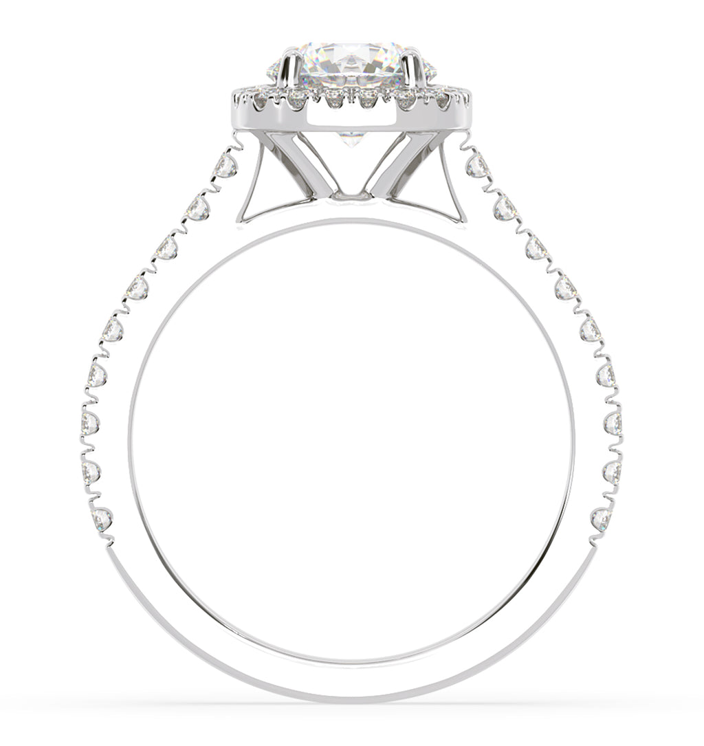 Elizabeth GIA Diamond Halo Engagement Ring in Platinum 1.50ct G/SI1