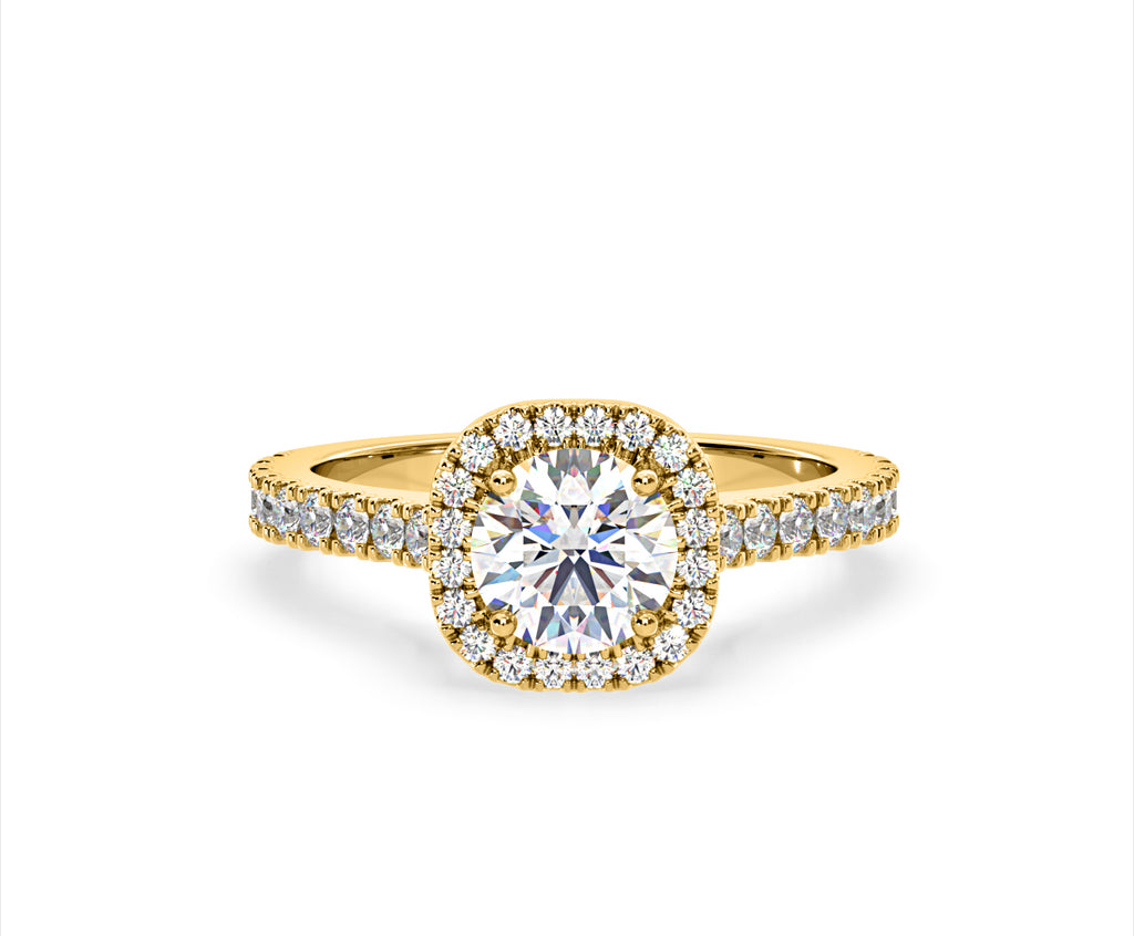 Elizabeth GIA Diamond Halo Engagement Ring in 18K Gold 1.70ct G/SI2