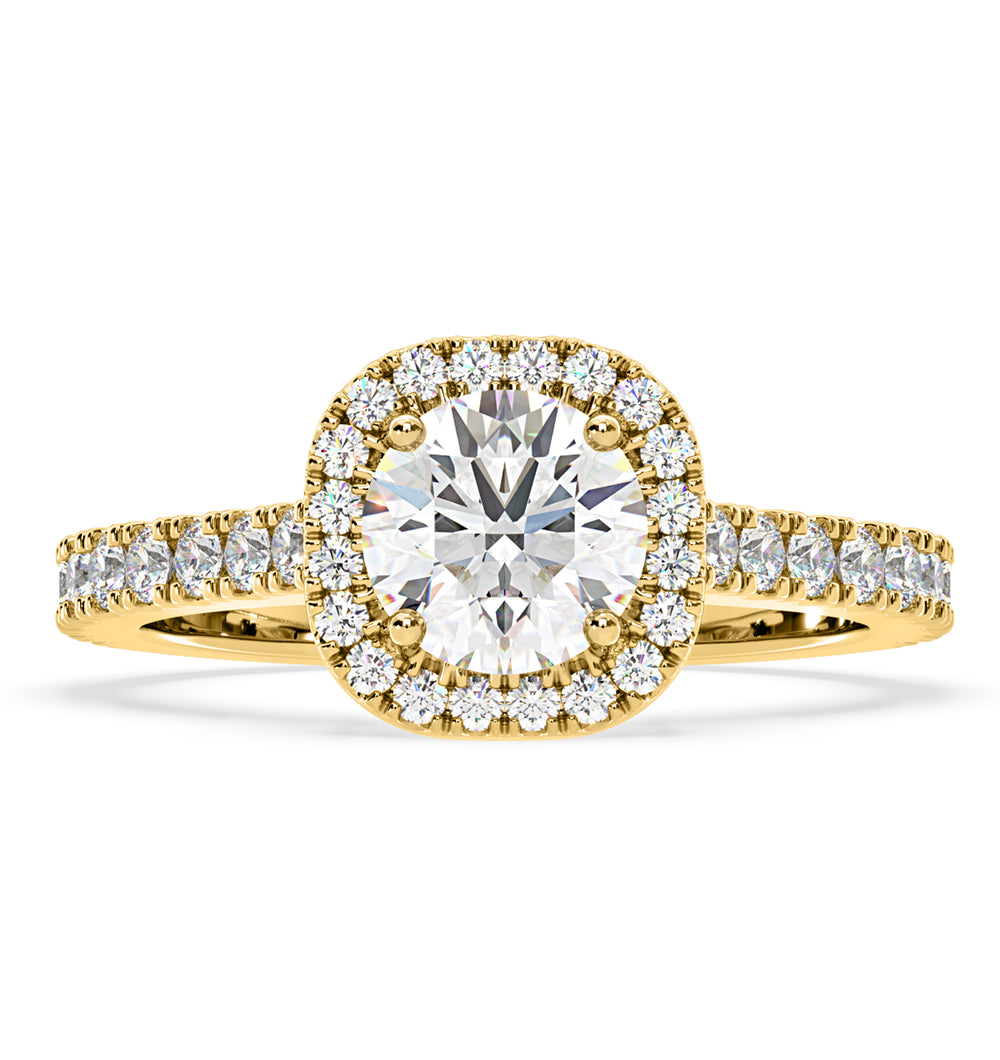 Elizabeth Lab Diamond Halo Engagement Ring in 18K Gold 1.70ct F/VS1