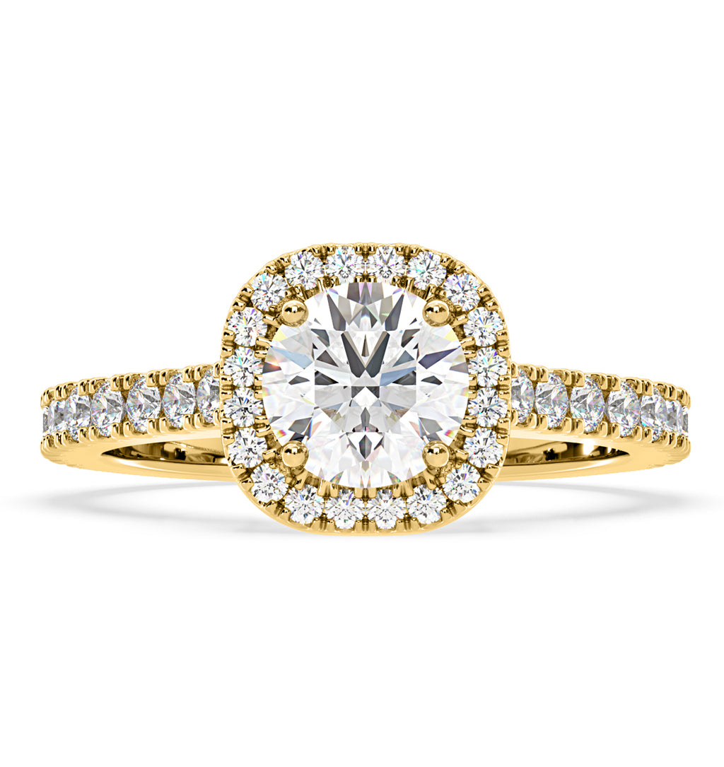 Elizabeth Lab Diamond Halo Engagement Ring in 18K Gold 1.70ct F/VS1