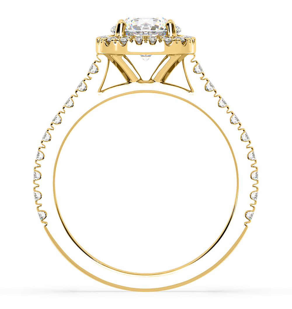 Elizabeth Lab Diamond Halo Engagement Ring in 18K Gold 1.70ct F/VS1