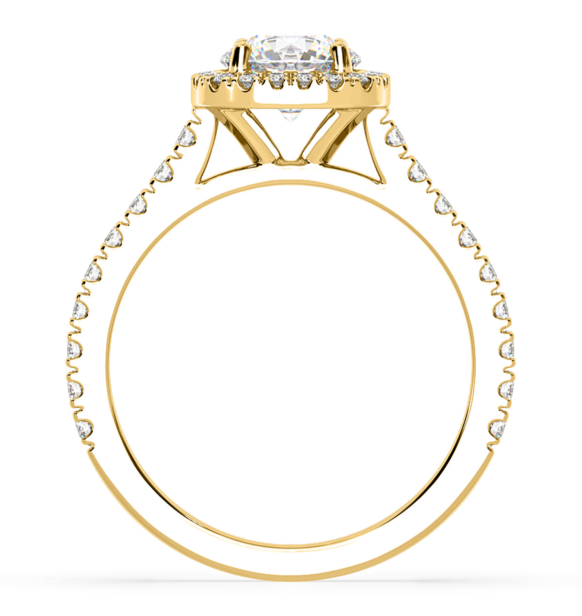 Elizabeth Lab Diamond Halo Engagement Ring in 18K Gold 2.50ct F/VS1