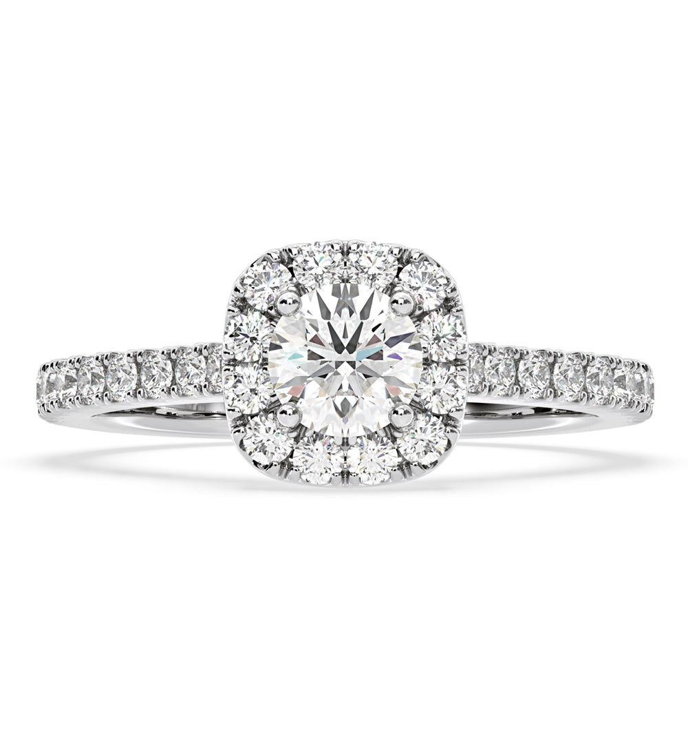 Elizabeth GIA Diamond Halo Engagement Ring in Platinum 1.30ct G/SI1