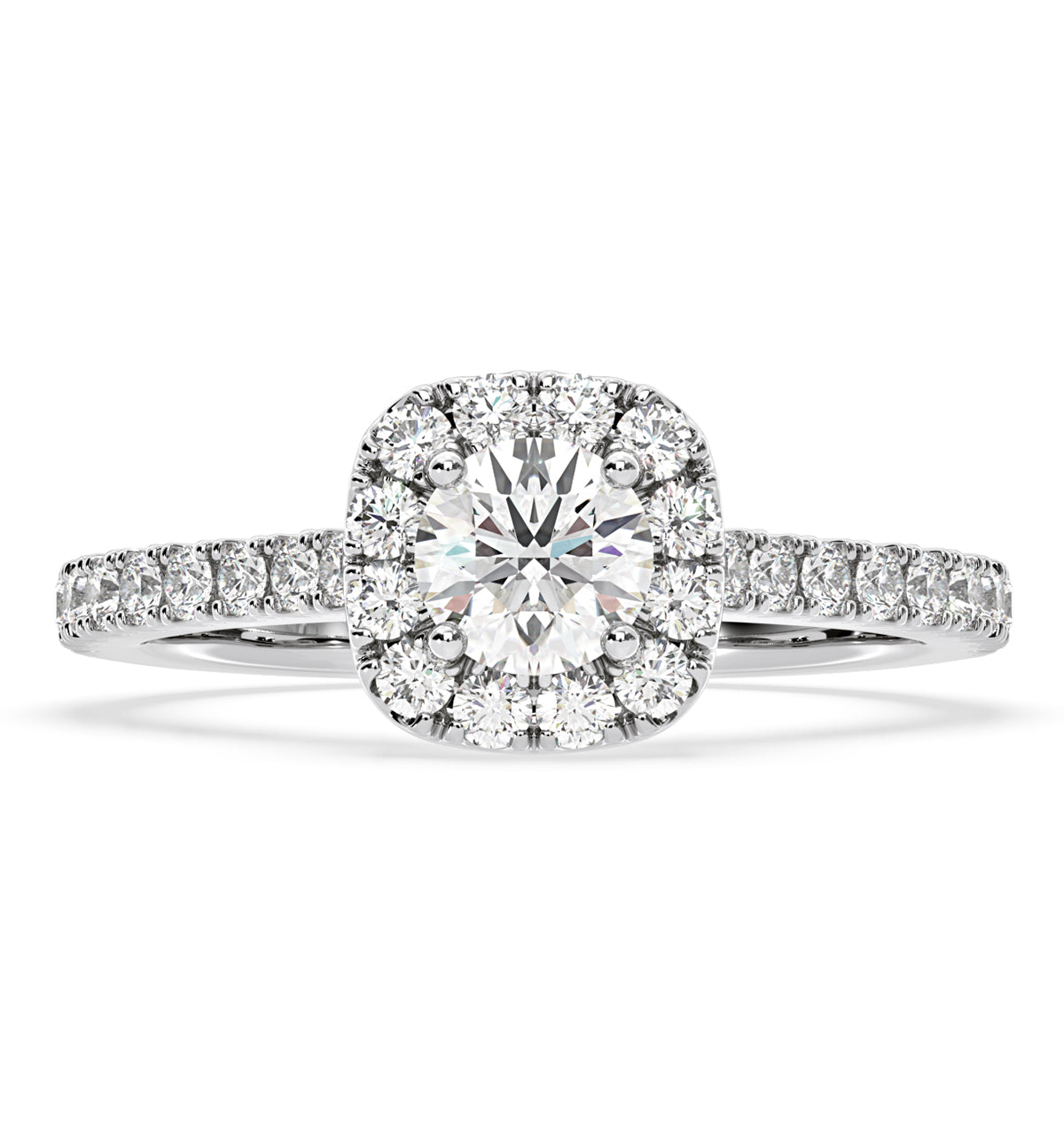 Elizabeth GIA Diamond Halo Engagement Ring in Platinum 1.30ct G/SI1
