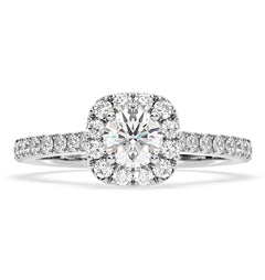 Elizabeth GIA Diamond Halo Engagement Ring in Platinum 1.30ct G/VS2
