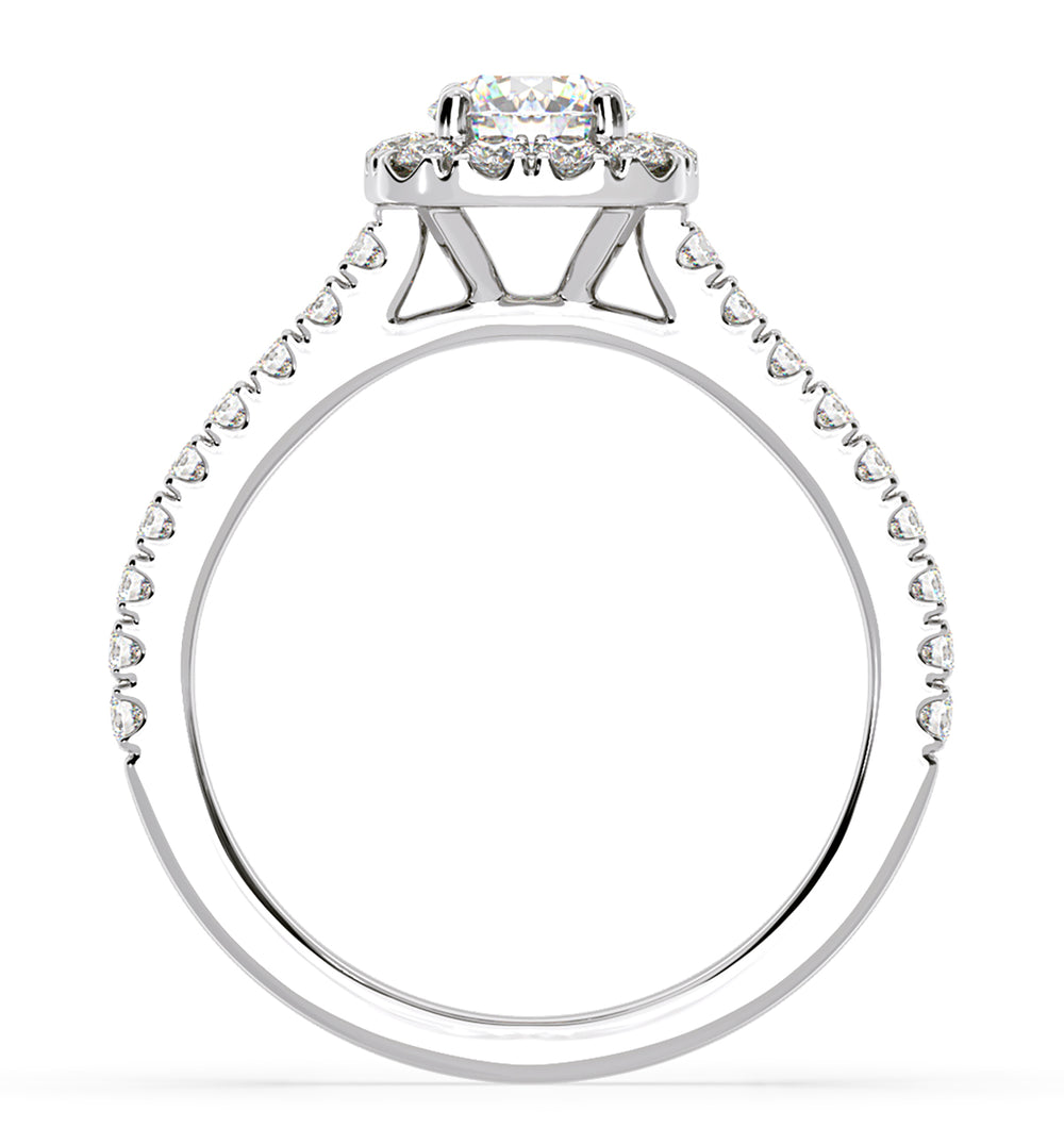 Elizabeth GIA Diamond Halo Engagement Ring in Platinum 1.30ct G/SI1