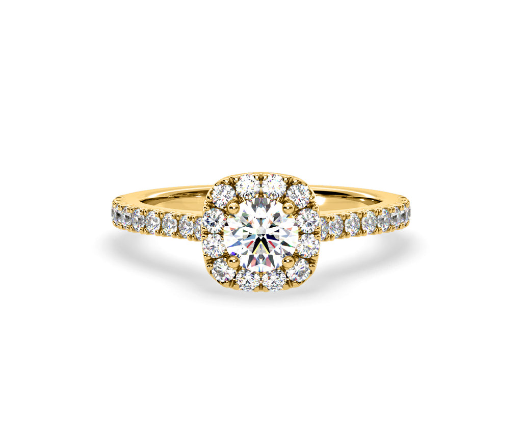 Elizabeth GIA Diamond Halo Engagement Ring in 18K Gold 1.30ct G/VS2