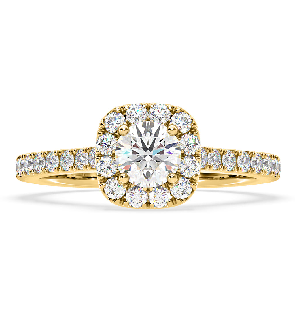 Elizabeth Lab Diamond Halo Engagement Ring in 18K Gold 1.00ct F/VS1