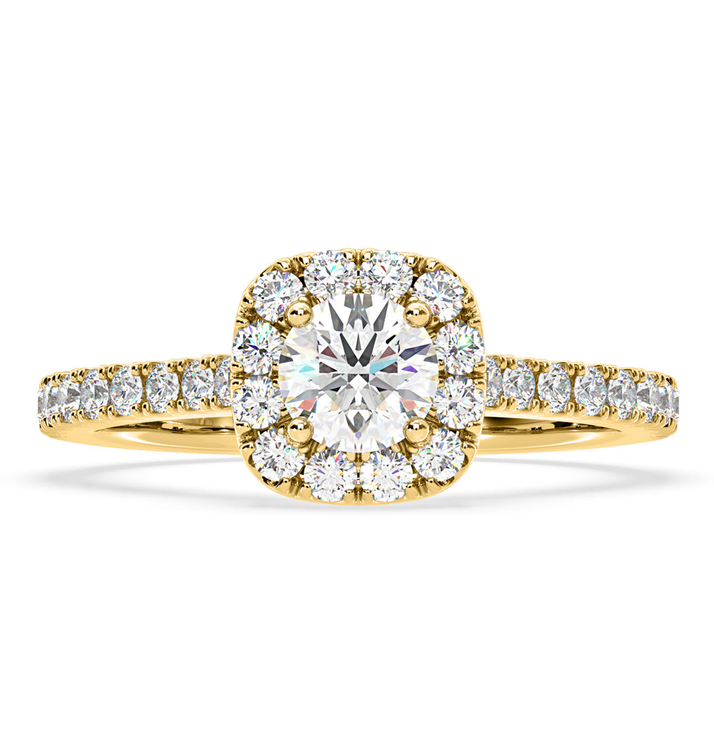 Elizabeth Diamond Halo Engagement Ring in 18K Gold 1.00ct G/SI2