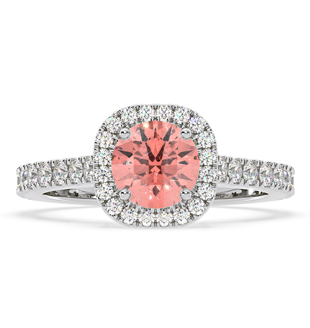Elizabeth Pink Lab Diamond 1.70ct Halo Ring in Platinum - Elara Collection