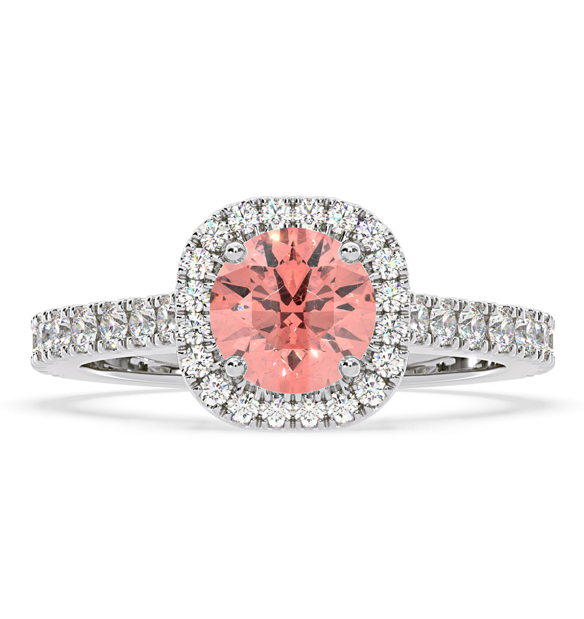 Elizabeth Pink Lab Diamond 1.70ct Halo Ring in Platinum - Elara Collection