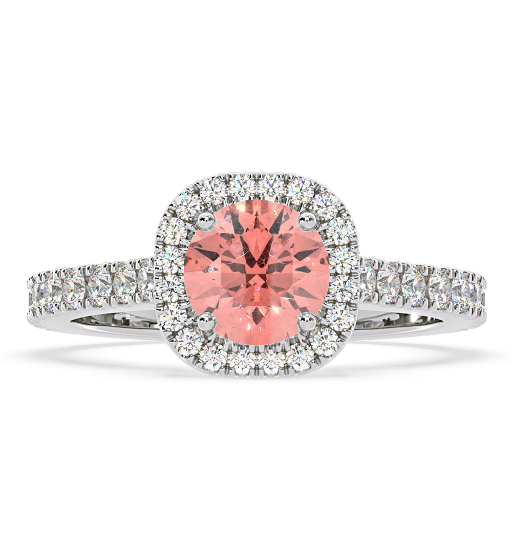 Elizabeth Pink Lab Diamond 1.70ct Halo Ring in 18K White Gold - Elara Collection