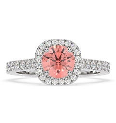 Elizabeth Pink Lab Diamond 1.70ct Halo Ring in 18K White Gold - Elara Collection