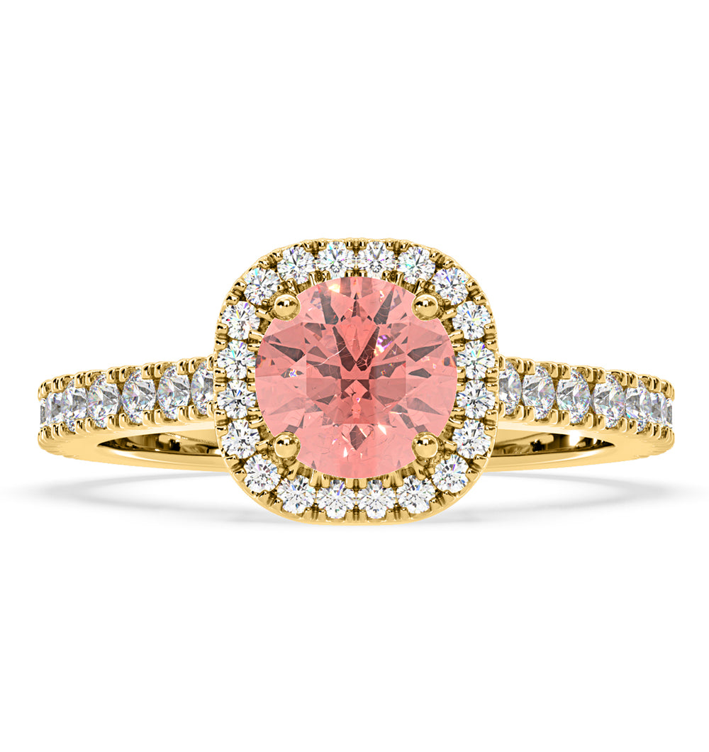 Elizabeth Pink Lab Diamond 1.70ct Halo Ring in 18K Yellow Gold - Elara Collection