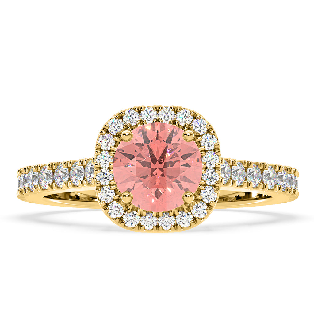 Elizabeth Pink Lab Diamond 1.70ct Halo Ring in 18K Yellow Gold - Elara Collection