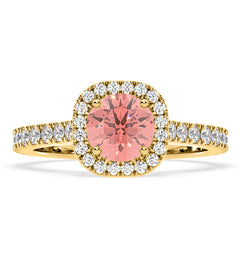 Elizabeth Pink Lab Diamond 1.70ct Halo Ring in 18K Yellow Gold - Elara Collection