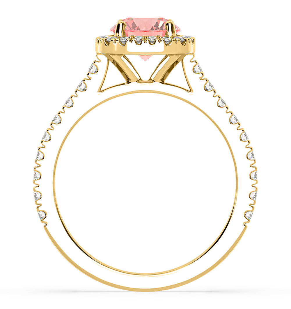 Elizabeth Pink Lab Diamond 1.70ct Halo Ring in 18K Yellow Gold - Elara Collection