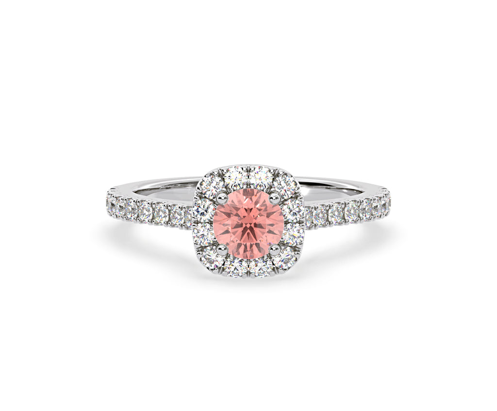 Elizabeth Pink Lab Diamond 1.00ct Halo Ring in 18K White Gold - Elara Collection