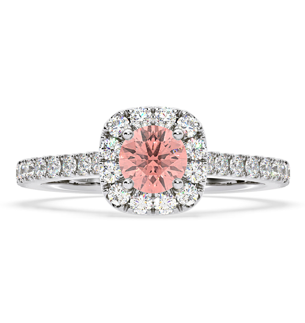 Elizabeth Pink Lab Diamond 1.00ct Halo Ring in Platinum - Elara Collection
