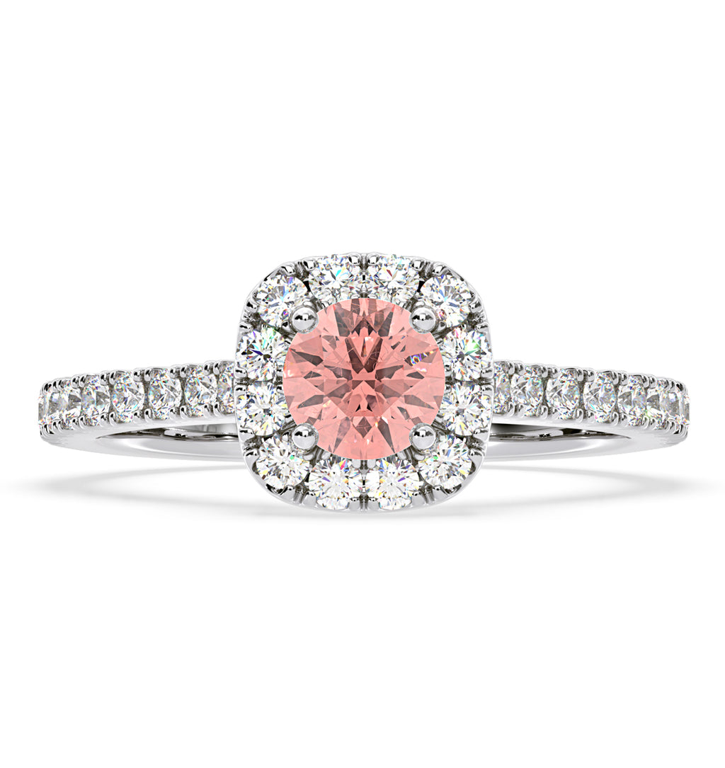 Elizabeth Pink Lab Diamond 1.00ct Halo Ring in Platinum - Elara Collection