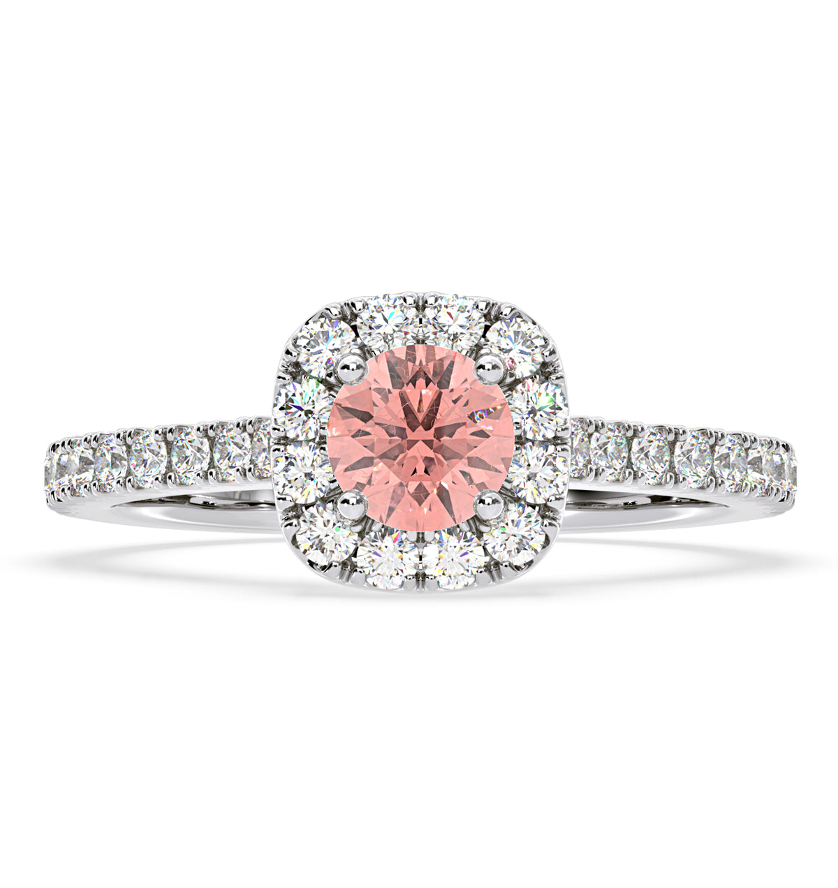 Elizabeth Pink Lab Diamond 1.00ct Halo Ring in Platinum - Elara Collection