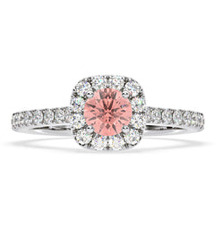 Elizabeth Pink Lab Diamond 1.00ct Halo Ring in 18K White Gold - Elara Collection
