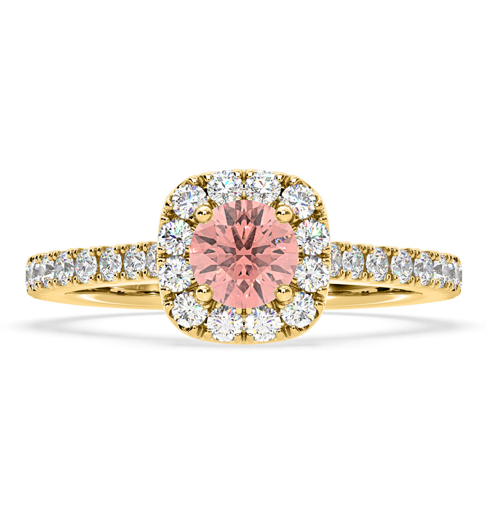 Elizabeth Pink Lab Diamond 1.00ct Halo Ring in 18K Yellow Gold - Elara Collection
